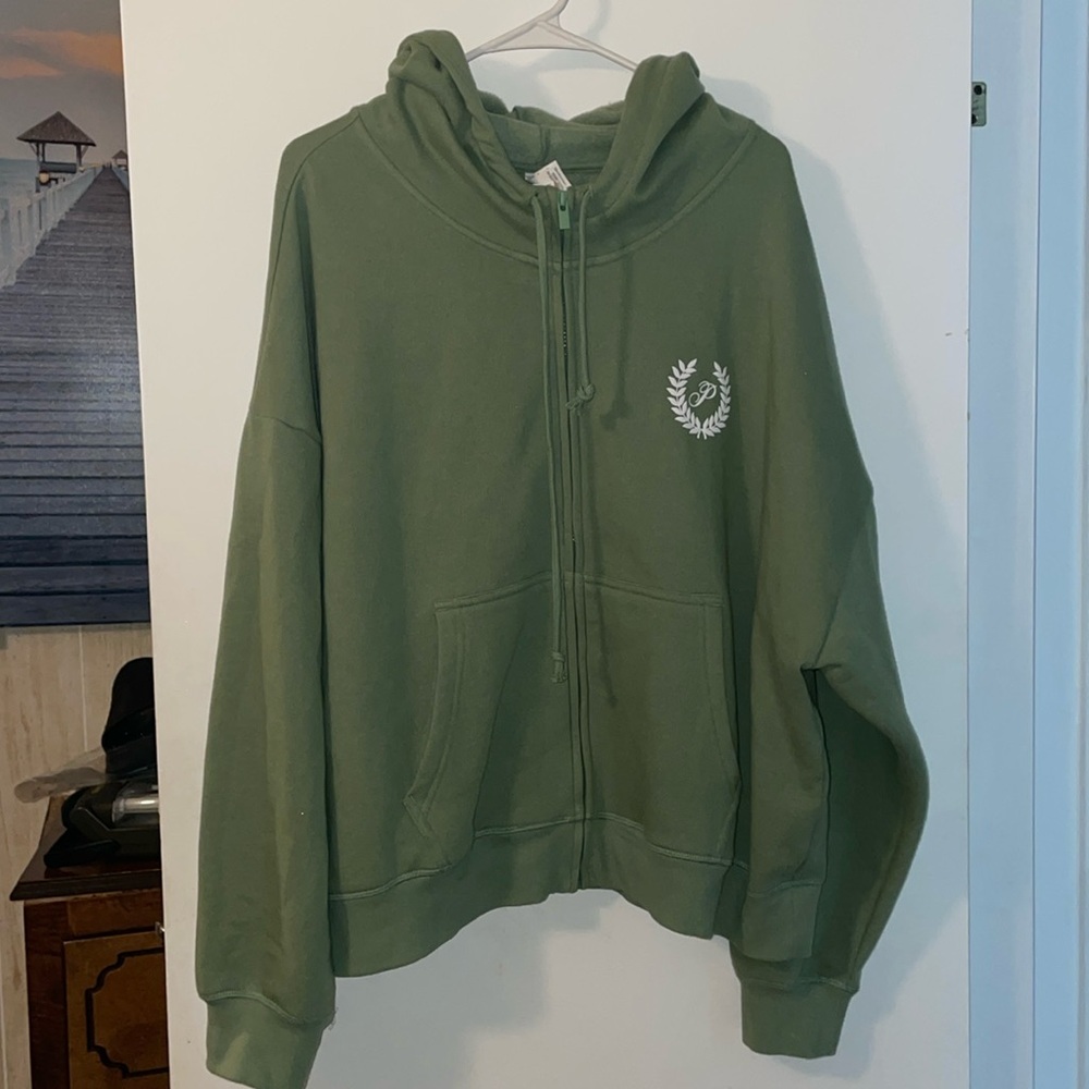 Victoria Secret Sage Green Zip Up Jacket with Hood